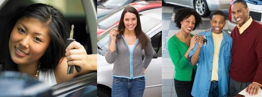 Collage de imágenes de conductores adolescentes